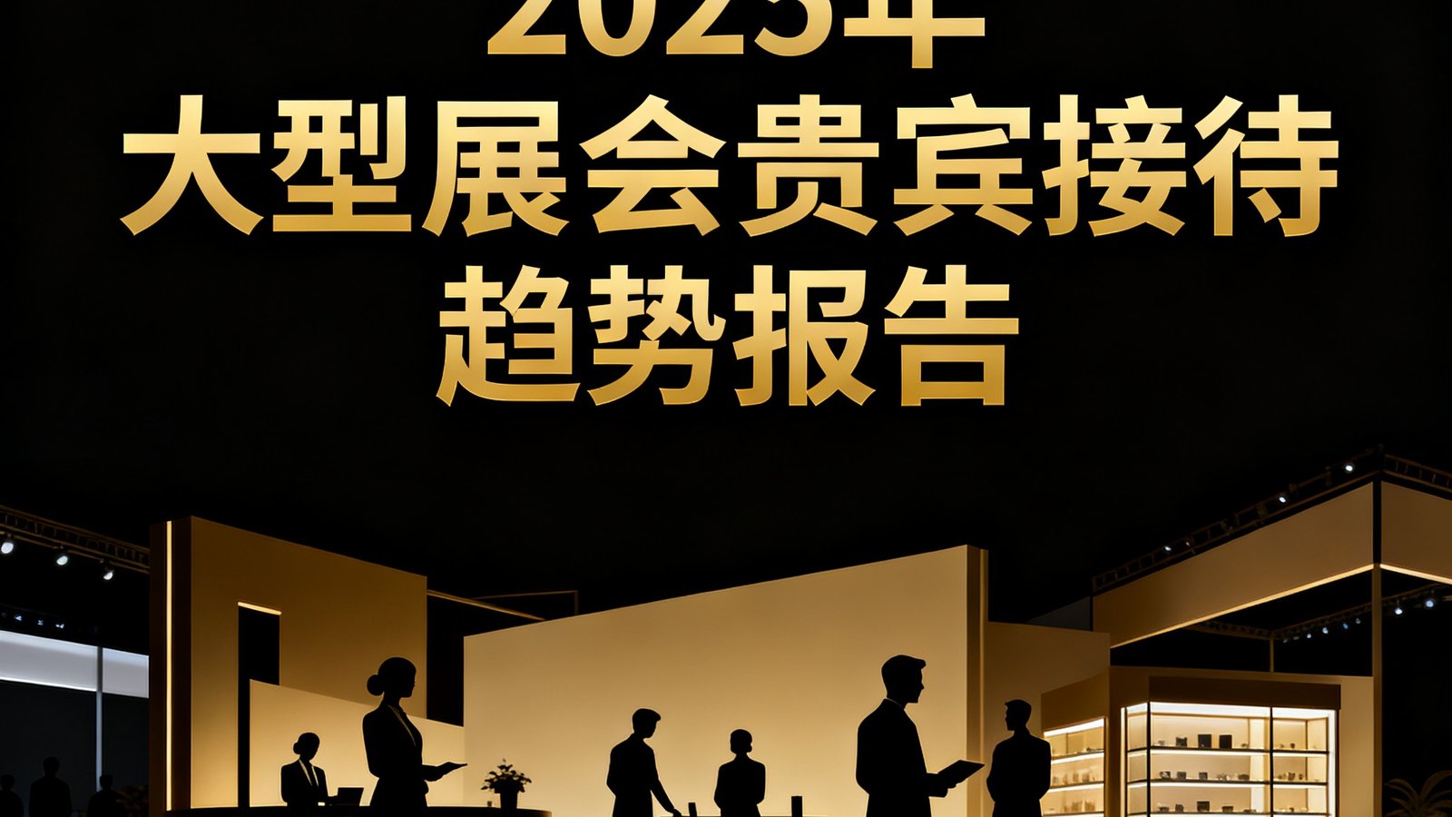 2025年大型展会贵宾接待趋势报告封面图，深色背景上显示金色标题文字和展会现场剪影